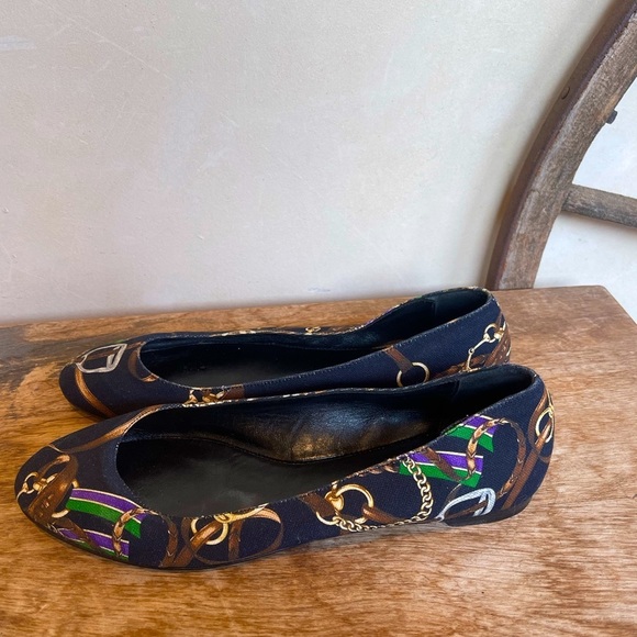 RALPH LAUREN COLLECTION Purple Label Black Equestrian Horse Bit Flats 9B ITALY!! - Picture 7 of 12